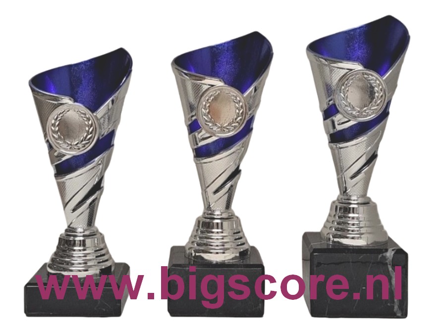 AUB 028 Kunststofbeker Blauw-Zilver LAATSTE 2x Serie OP=OP!!